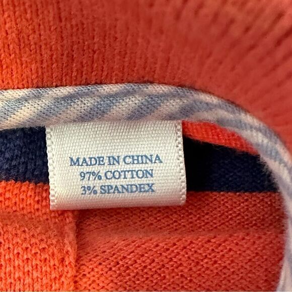 Southern Tide Skip Jack Orange and Navy Striped Short Sleeve Polo Size Large - Picture 4 of 8